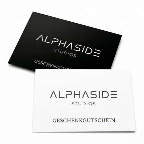 Geschenkgutschein von Alphaside Studios, hübsch gestaltet, ideal zum Verschenken, mit stilvollem Design und detaillierter Illustration.